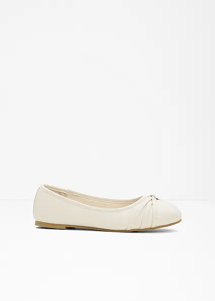 Komfort-Ballerinas in bequemer Weite in beige von vorne - bonprix