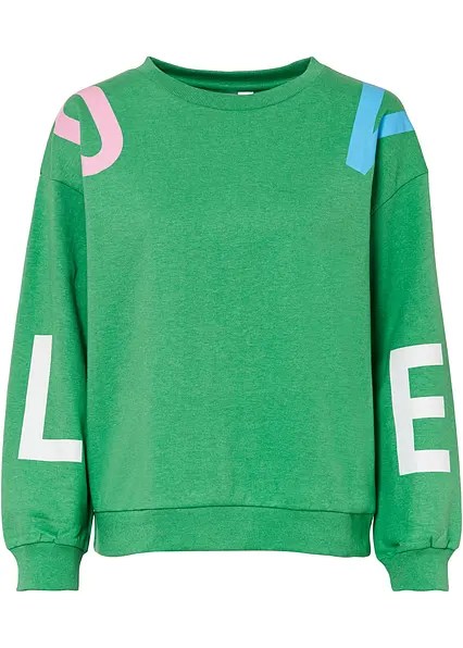 Oversize-Sweatshirt aus weichem Baumwoll-Mix in grün von vorne - bonprix