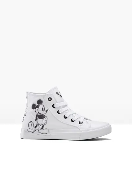 Disney Mickey Mouse High-Top-Sneaker aus Baumwoll-Canvas in weiß von vorne - Disney
