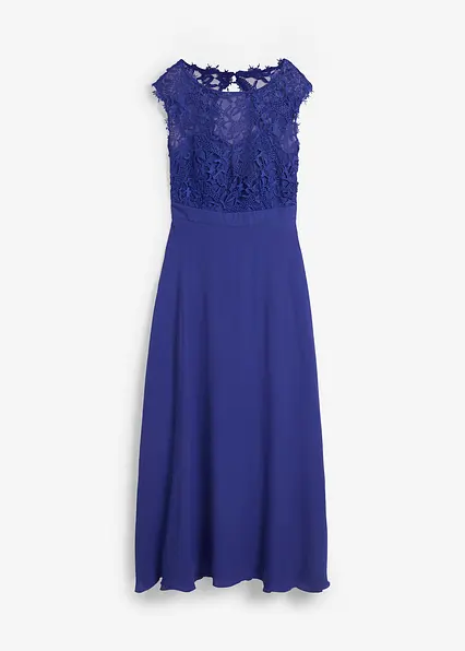 Maxikleid mit Spitze in blau von vorne - bonprix