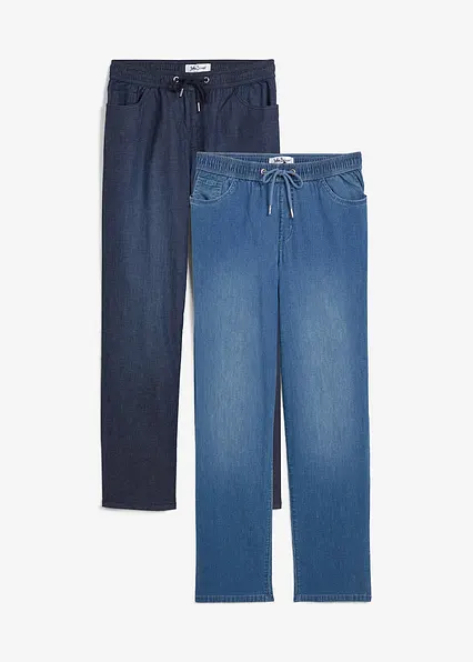 Schlupfjeans, Straight in blau von vorne - bonprix