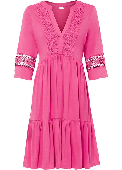 Tunika-Kleid aus softer Viskose in pink von vorne - bonprix