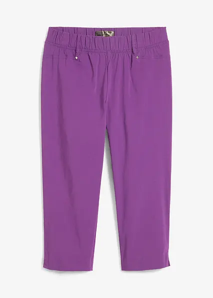 Stretchcapri mit Schlupfbund in lila von vorne - bonprix