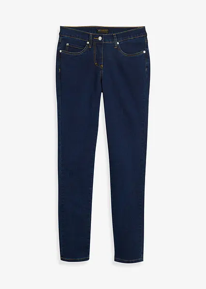 Slim-Fit-Jeans Mid Waist, Super Stretch in blau von vorne - bonprix