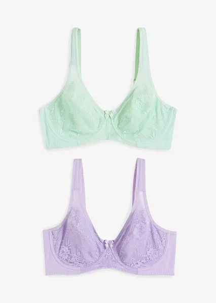 Minimizer-BH mit gepolsterten Trägern (2er Pack) in grün von vorne - bonprix