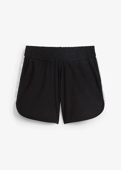 Sport-Shorts mit Kontraststreifen in schwarz von vorne - bonprix