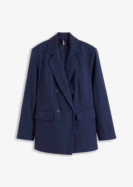 Doppelreihiger Blazer aus Viskose-Mix in blau von vorne - bonprix