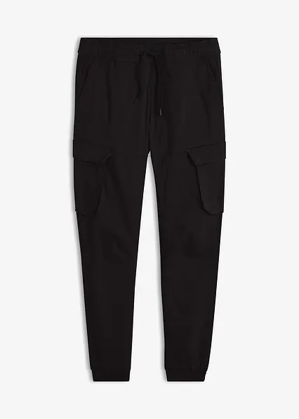 Regular Fit Schlupf-Cargohose, Straight in schwarz von vorne - bonprix