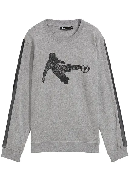 Sweatshirt aus weichem Baumwoll-Mix in grau von vorne - bonprix