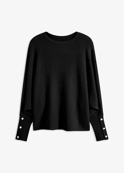 Pullover aus Viskose-Mix in schwarz von vorne - bonprix