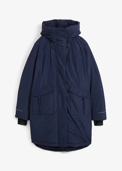 Daunenmantel mit Kuschelfutter und wärmeisolierender Funktion in blau von vorne - bonprix