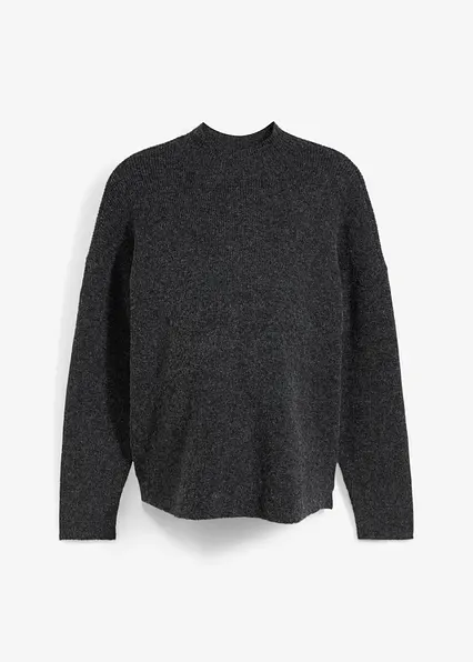 Weicher Umstands-und Stillpullover mit Schlitz in schwarz von vorne - bonprix