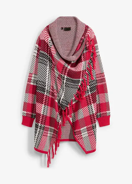 Longstrickjacke mit Fransen in rot von vorne - bonprix