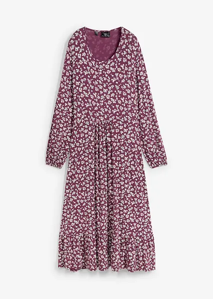 Jerseykleid aus fließendem Viskose-Mix in lila von vorne - bonprix
