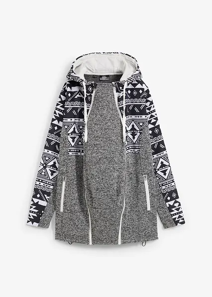 Fleece-Umstands- und Tragejacke in schwarz von vorne - bonprix