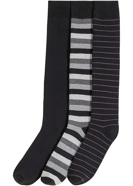 Thermo Kniestrümpfe mit weichem Innenfrottee mit Bio-Baumwolle (3er Pack) in schwarz von vorne - bonprix