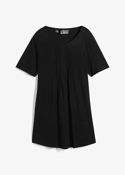T-Shirt in A-Linien-Form, kurzarm in schwarz von vorne - bonprix