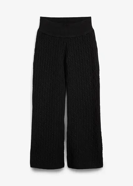 Strickhose mit Zopfmuster in schwarz von vorne - bonprix