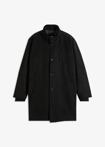Kurzmantel mit Windfang in schwarz von vorne - bonprix