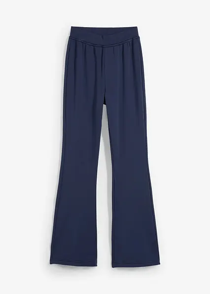 Ausgestellte Jerseyhose mit angerauter Innenseite in blau von vorne - bonprix