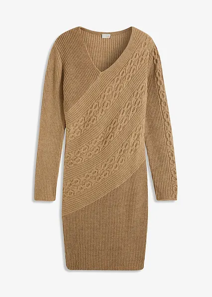 Strickkleid in braun von vorne - bonprix