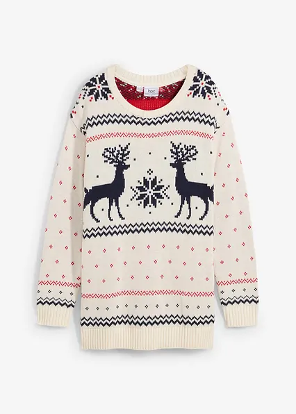 Pullover mit Wintermotiv in weiß von vorne - bonprix