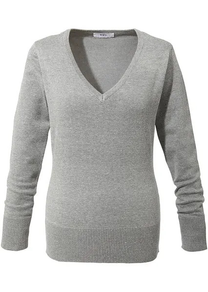 Feinstrickpullover in grau - bonprix