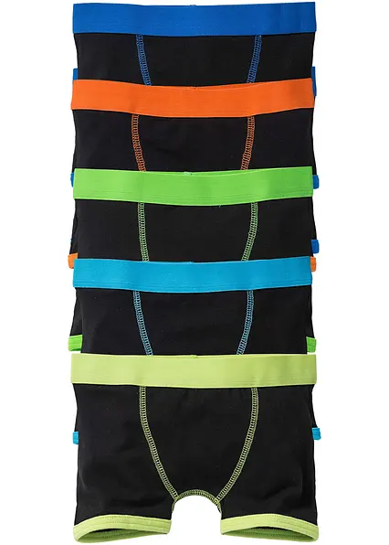 Boxershorts mit weicher Baumwolle (5er Pack) in schwarz von vorne - bonprix