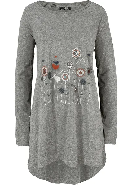 Oversize Longshirt mit Rundhalsausschnitt in grau von vorne - bonprix