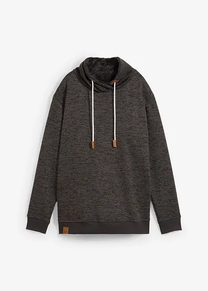 Long-Sweatshirt in grau von vorne - bonprix