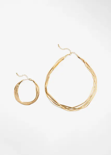 Choker und Armband (2-tlg. Schmuckset) in gold von vorne - bonprix