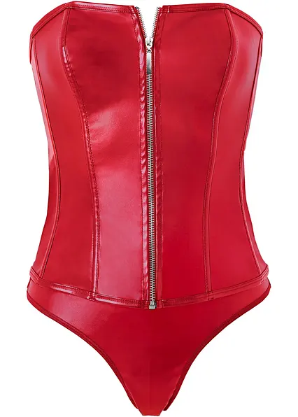 Corsage+String aus Lederimitat (2-tlg.Set) in rot - bonprix