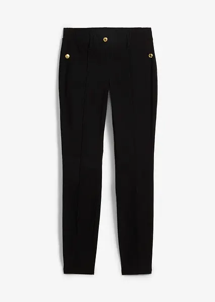 Stretch-Schlupfhose aus fließendem Viskose-Mix in schwarz von vorne - bonprix