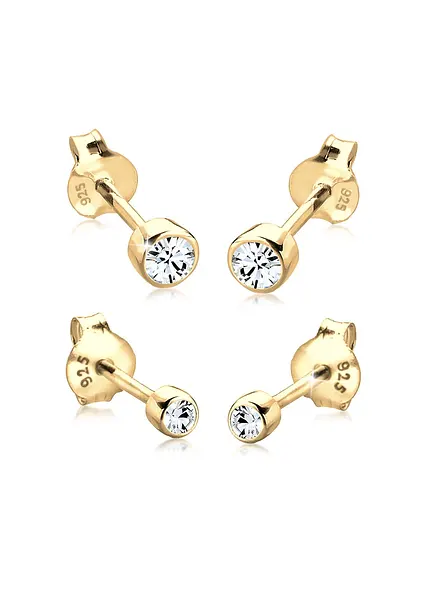 Elli Ohrsteckerset aus 925er Sterling Silber vergoldet (4-tlg.Set) in gold von vorne - elli