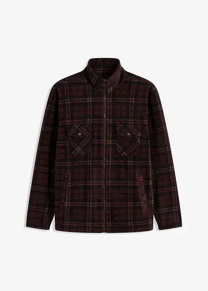 Fleecejacke mit Stehkragen in braun von vorne - bonprix