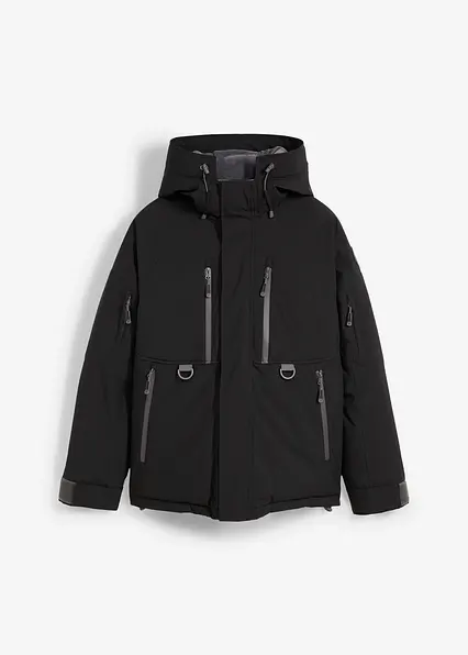 wasserdichte Ski-Jacke mit Schneefang in schwarz von vorne - bonprix