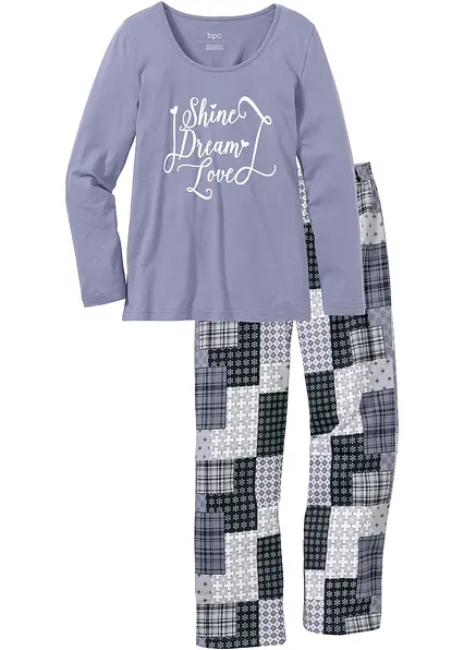 Pyjama in blau von vorne - bonprix