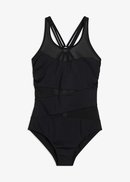 Shape Badeanzug leichte Formkraft in schwarz von vorne - bonprix