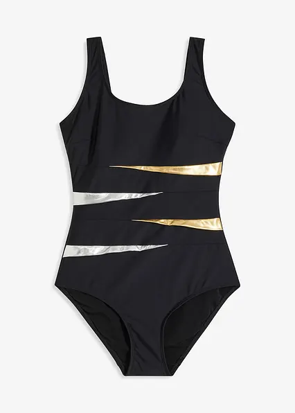 Strong Shape-Badeanzug mit Einsätzen in schwarz von vorne - bonprix