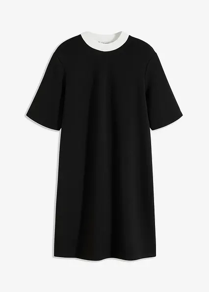 Scuba-Minikleid mit abgesetztem Turtleneck aus Viskose-Mix in schwarz von vorne - bonprix