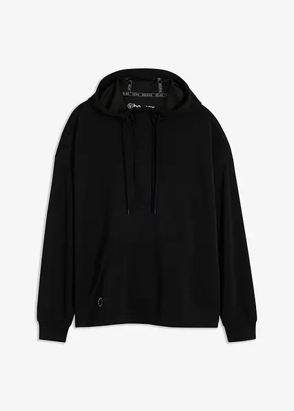 Oversized Funktions-Hoodie mit Modal, ultrasoft in schwarz von vorne - bonprix