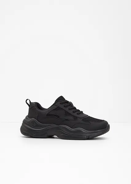 Chunky Sneaker mit Mesh-Einsatz in schwarz - bonprix