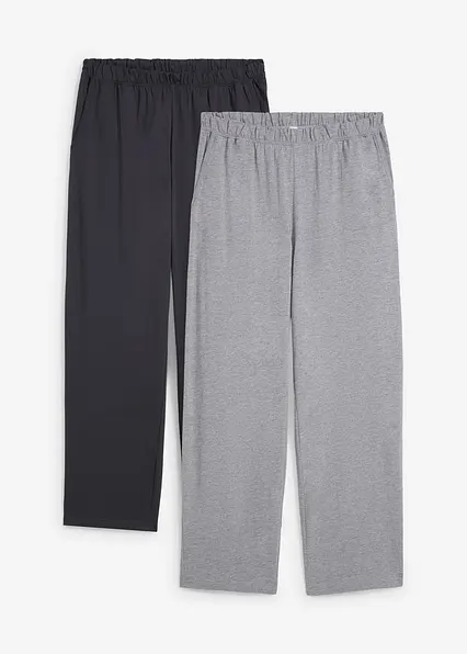 Pyjamahosen aus Jersey (2er Pack) in blau von vorne - bonprix