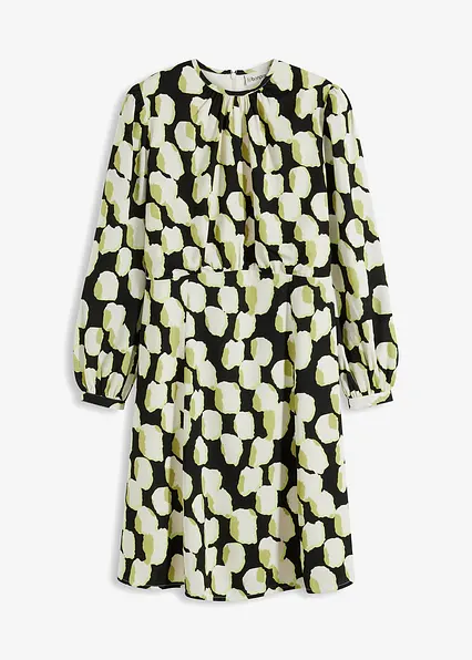 Kleid aus leichtem Crêpe in schwarz von vorne - bonprix