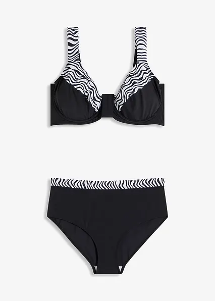 Minimizer-Bikini mit gepolsterten Trägern (2-tlg.Set) in schwarz von vorne - bonprix
