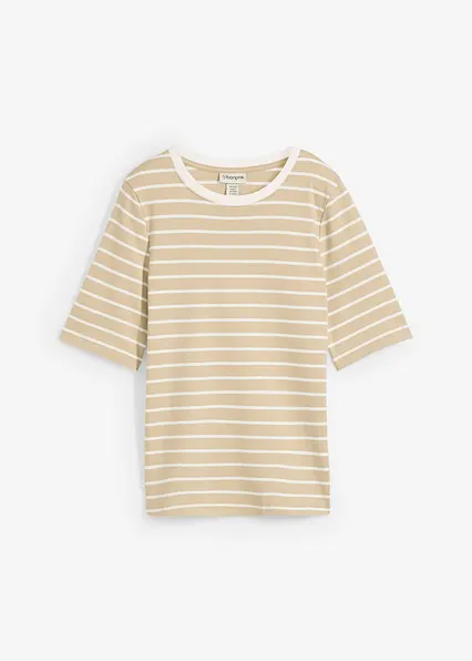T-Shirt aus reiner schwerer Bio-Baumwolle in grün von vorne - bonprix
