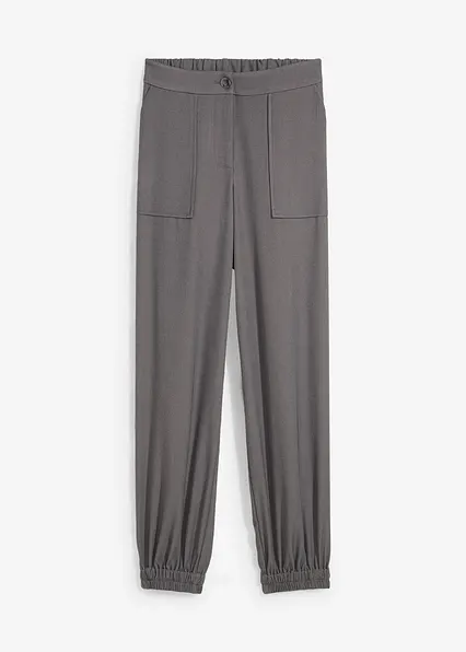 Hose mit elastischem Bund in grau von vorne - bonprix