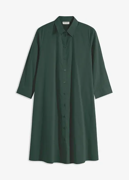 Hemdblusenkleid mit Baumwolle in grün von vorne - bonprix