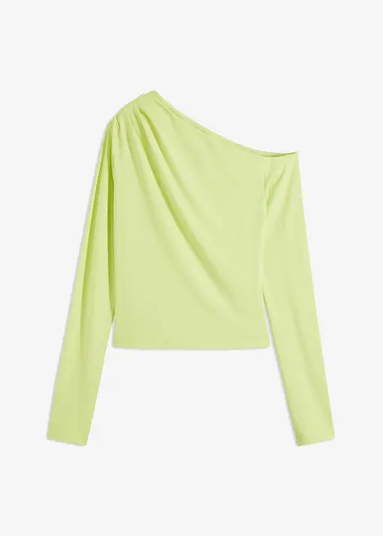 Off-Shoulder-Shirt mit Raffung in grün von vorne - bonprix