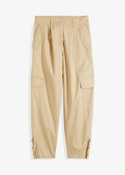 Cargohose aus Baumwolle mit Stretch in beige von vorne - bonprix